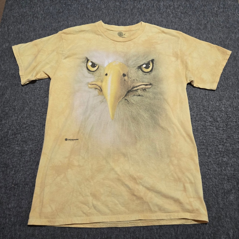 The Mountain T-Shirt Mens Medium‎ Yellow Bald Eagle Face Graphic Tie Dye 2011